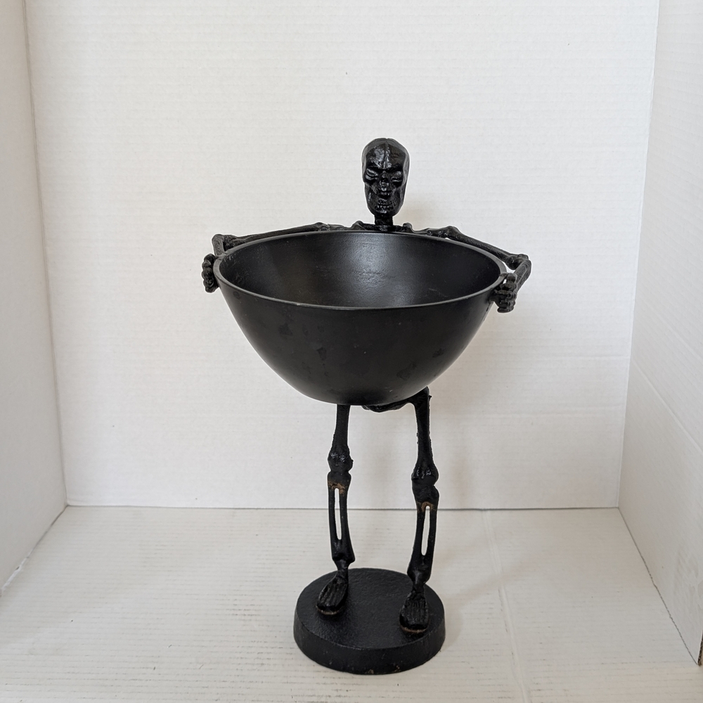 Black Skeleton Bowl Stand Candy Dish